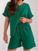 Medvilninis palaidinės ir šortų kostiumėlis (žalias)
