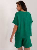 Medvilninis palaidinės ir šortų kostiumėlis (žalias)