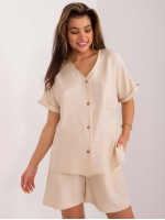 Medvilninis palaidinės ir šortų kostiumėlis (Smėlio spalvos)