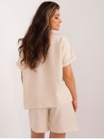 Medvilninis palaidinės ir šortų kostiumėlis (Smėlio spalvos)