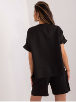 Medvilninis palaidinės ir šortų kostiumėlis (juodas)