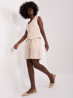 Lininis kostiumėlis moterims su šortais (Smėlio spalvos)