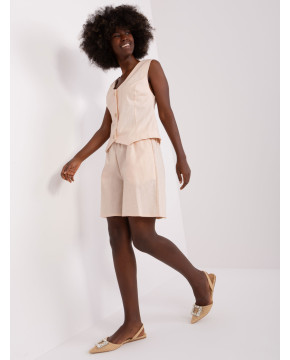 Lininis kostiumėlis moterims su šortais (Smėlio spalvos)