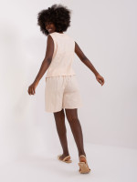 Lininis kostiumėlis moterims su šortais (Smėlio spalvos)