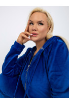 Veliūrinis plus size dydžio laisvalaikio kostiumėlis su gobtuvu (mėlynos spalvos)