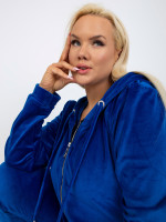 Veliūrinis plus size dydžio laisvalaikio kostiumėlis su gobtuvu (mėlynos spalvos)