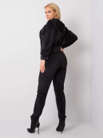 Veliūrinis plus size dydžio laisvalaikio kostiumėlis su gobtuvu (juodos spalvos)