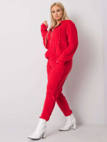 Veliūrinis plus size dydžio laisvalaikio kostiumėlis su gobtuvu (raudonos spalvos)