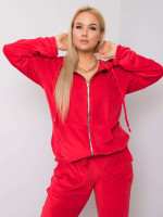 Veliūrinis plus size dydžio laisvalaikio kostiumėlis su gobtuvu (raudonos spalvos)