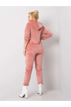 Veliūrinis plus size dydžio laisvalaikio kostiumėlis su gobtuvu (šviesiai rožinės spalvos)