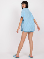 Medvilninis palaidinės ir šortų kostiumėlis (Melsvos spalvos)