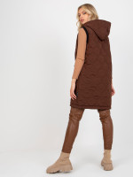 Dygsniuota liemenė su gobtuvu Rue Paris (rudos spalvos)