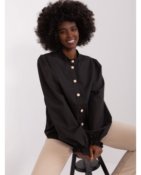 Marškiniai moterims pūstomis rankovėmis Lakert (juodi)
