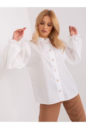 Marškiniai moterims pūstomis rankovėmis Lakert (balti)