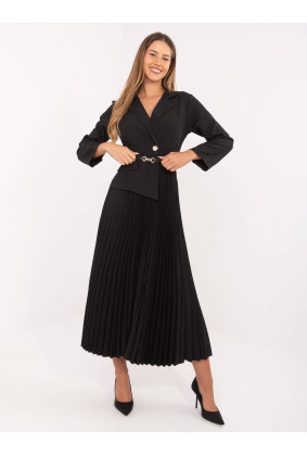 Elegantiška maxi suknelė moterims su dirželiu (juoda)