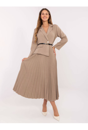 Elegantiška maxi suknelė moterims su dirželiu (smėlio)