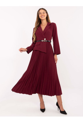 Elegantiška maxi suknelė moterims su dirželiu (bordo)