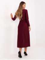 Elegantiška maxi suknelė moterims su skeltuku (bordo)