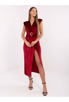 Elegantiška maxi suknelė moterims su blizgučiais (bordo)