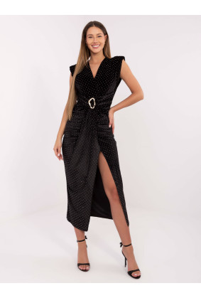 Elegantiška maxi suknelė moterims su blizgučiais (juoda)