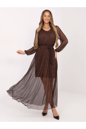 Šventinė maxi suknelė moterims (ruda)