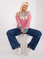 Plus size megztinis moterims (rožinės spalvos)