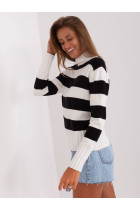 Dryžuotas megztinis moterims (baltos ir juodos spalvos)