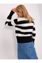 Dryžuotas megztinis moterims (juodos ir baltos spalvos)