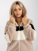 Džemperis su užtrauktuku ir kapišonu Rue Paris (juodos ir rusvos spalvų)