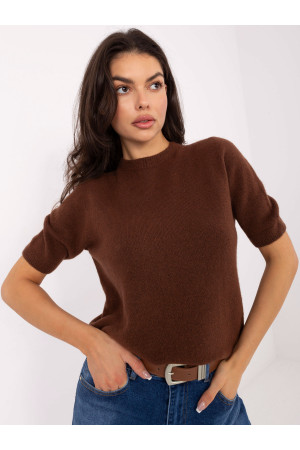 Megztinis moterims su alpakos vilna trumpomis rankovėmis (ruda)