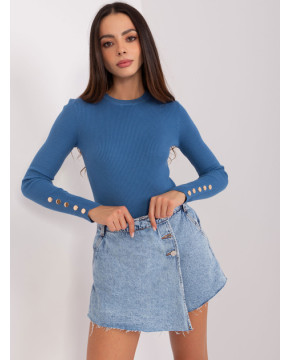 Klasikinis megztinis moterims (mėlynos spalvos)