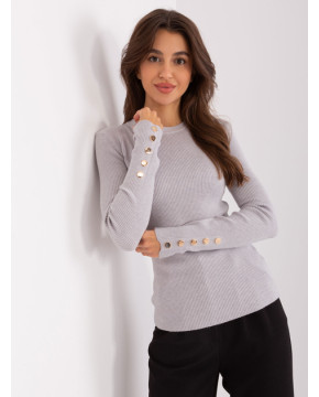 Klasikinis megztinis moterims (šviesiai pilkos spalvos)
