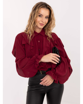 Puošnūs marškiniai moterims su raukiniais (bordo)