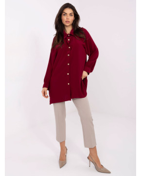 Ilgi marškiniai moterims pūstomis rankovėmis (bordo)