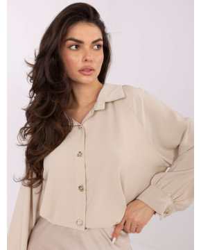 Ilgi marškiniai moterims pūstomis rankovėmis (smėlio)