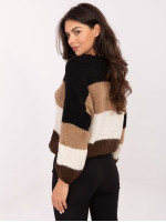 Dryžuotas oversize stiliaus megztinis moterims