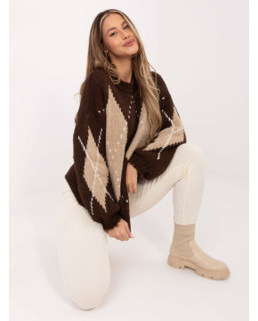 Megztinis su ornamentais (tamsiai ruda spalva)