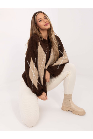 Megztinis su ornamentais (tamsiai ruda spalva)