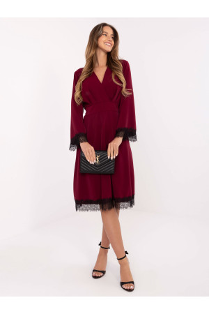 Elegantiška suknelė moterims su raukiniais (bordo)