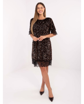 Velvetinė suknelė moterims su blizgučiais (ruda)