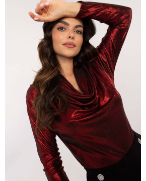 Puošni palaidinė moterims su blizgesio efektu (bordo)