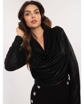 Puošni palaidinė moterims su blizgesio efektu (juoda)