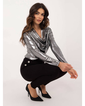 Puošni palaidinė moterims su blizgesio efektu (sidabro spalvos)