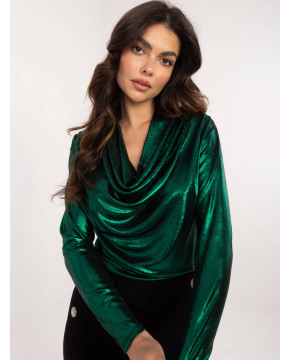 Puošni palaidinė moterims su blizgesio efektu (žalia)