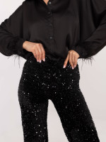 Puošnios kelnės moterims (juodos spalvos)