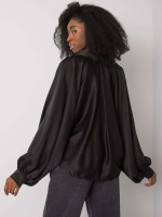 Marškiniai moterims pūstomis rankovėmis (juodi)