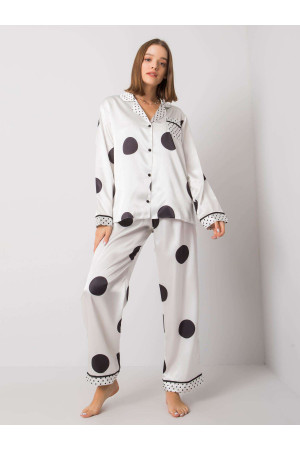 2 dalių ilga pižama su taškeliais (baltos spalvos)