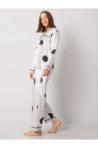 2 dalių ilga pižama su taškeliais (baltos spalvos)