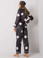 2 dalių ilga pižama su taškeliais (juodos spalvos)