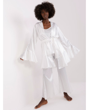 3 dalių pižama su chalatu (baltos spalvos)